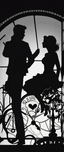 cowboy silhouettes,vintage couple silhouette,clockmaker,clock face,silhouette art,clocks,halloween silhouettes,time pointing,four o'clocks,grandfather clock,women silhouettes,mannequin silhouettes,couple silhouette,silhouettes,sherlock holmes,clockwork,art silhouette,ballroom dance silhouette,the eleventh hour,clock hands,Illustration,Black and White,Black and White 31