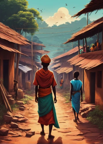 village life,rwanda,world digital painting,people of uganda,game illustration,village scene,khokhloma painting,villages,children of uganda,digital nomads,nomadic children,fetching water,traditional village,anmatjere women,nomads,samburu,river of life project,pilgrims,villagers,cameroon,Conceptual Art,Fantasy,Fantasy 21