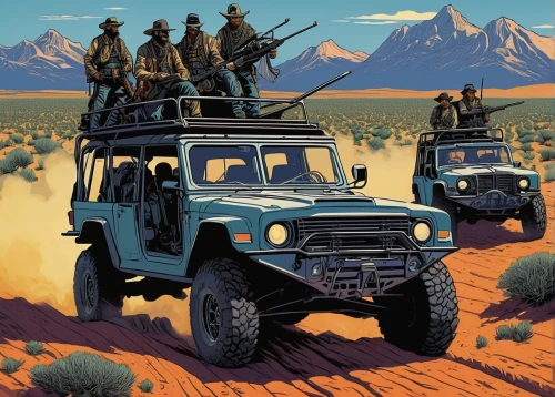 desert safari,uaz patriot,jeep rubicon,safari,land rover series,snatch land rover,toyota land cruiser,travel poster,jeeps,willys-overland jeepster,military jeep,land rover defender,convoy,defender,patrols,land-rover,4x4,uaz-452,willys jeep truck,willys jeep,Illustration,Black and White,Black and White 19