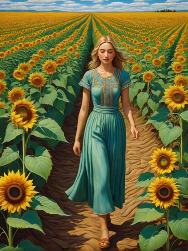 sunflower field,sunflowers,sun flowers,sunflowers and locusts are together,sunflowers in vase,field of flowers,blooming field,sunflower,girl in flowers,helianthus,grant wood,flower field,girl picking flowers,flowers field,woodland sunflower,sunflower coloring,yellow daisies,helianthus sunbelievable,daffodil field,sunflower paper,Illustration,Realistic Fantasy,Realistic Fantasy 41