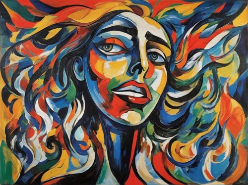 woman's face,oil painting on canvas,abstract painting,woman thinking,woman playing,oil on canvas,psychedelic art,woman face,oil painting,young woman,picasso,praying woman,art painting,woman portrait,glass painting,head woman,boho art,abstract artwork,woman at cafe,fire artist,Conceptual Art,Oil color,Oil Color 24