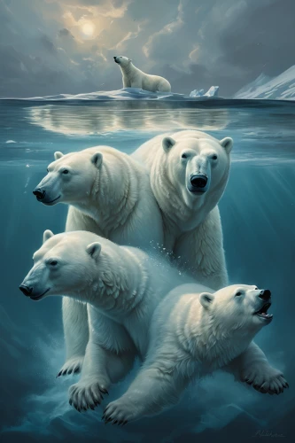 polar bears,ice bears,arctic ocean,polar bear children,sea ice,arctic,seal hunting,arctic antarctica,seals,polar,the polar circle,polar bear,global warming,icebergs,ice floe,marine mammals,icebear,sea mammals,ice floes,antartica,Conceptual Art,Fantasy,Fantasy 01