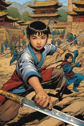 korean history,quarterstaff,samurai sword,korean folk village,cool woodblock images,korean culture,yi sun sin,hanok,bamboo flute,sambo (martial art),panokseon,shaolin kung fu,swordsman,oriental painting,wushu,longbow,kungfu,shamisen,japanese martial arts,sejong-ro,Illustration,American Style,American Style 04