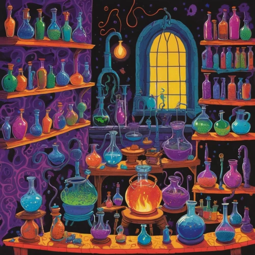 potions,candy cauldron,candlemaker,perfume bottles,potion,islamic lamps,morocco lanterns,cauldron,apothecary,persian norooz,tealights,alchemy,glass painting,glass items,witch's house,glassware,pottery,advent candles,colorful glass,oil lamp,Conceptual Art,Oil color,Oil Color 14