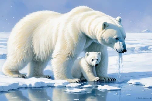 polar bear children,polar bears,ice bears,ice bear,icebear,polar bear,polar,winter animals,young polar bear,white bear,aurora polar,arctic,arctic ocean,mother and infant,polar bear cub,nordic bear,mother and child,sea ice,polar aurora,canidae,Conceptual Art,Oil color,Oil Color 03