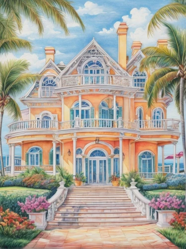 florida home,mansion,house by the water,seaside resort,beach house,luxury property,luxury home,house of the sea,villa,large home,tropical house,house painting,country estate,palmbeach,private house,beautiful home,seaside country,hacienda,holiday villa,luxury real estate,Conceptual Art,Daily,Daily 17