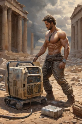 mechanic,parthenon,archeology,ancient civilization,repairman,tradesman,the parthenon,car mechanic,ancient art,archaeology,ancient greek temple,2nd century,electric generator,roman ancient,classical antiquity,neo-stone age,antiquity,man with a computer,auto mechanic,bitcoin mining,Art,Classical Oil Painting,Classical Oil Painting 02