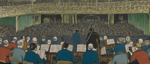 orchestra,philharmonic orchestra,symphony orchestra,concert crowd,concert,audience,concert hall,concerto for piano,live concert,choral,trombone concert,music society,orchesta,sibelius,orchestra division,old opera,chorus,mozart taler,conducting,vintage ilistration,Art,Artistic Painting,Artistic Painting 50