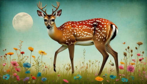 deer illustration,dotted deer,pere davids deer,young-deer,spotted deer,european deer,deer,male deer,fawn,pere davids male deer,springtime background,whimsical animals,deer drawing,deers,forest animal,flower animal,fauna,white-tailed deer,manchurian stag,fawns,Illustration,Realistic Fantasy,Realistic Fantasy 35