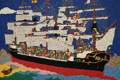 full-rigged ship,vincent van gough,naval trawler,royal mail ship,fishing trawler,museum ship,tapestry,jigsaw puzzle,pirate ship,mosaic,mural,lightship,star line art,troopship,galleon,caravel,khokhloma painting,paper ship,united states coast guard cutter,sea sailing ship,Conceptual Art,Daily,Daily 26