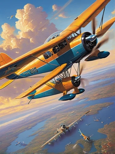 biplane,boeing-stearman model 75,cessna o-1 bird dog,triplane,douglas aircraft company,royal aircraft factory r.e.8,petlyakov pe-8,monoplane,glider pilot,royal aircraft factory b.e.2,polikarpov po-2,breda ba.88,lockheed martin fb-22,boeing 314,hudson wasp,bi plane,stinson reliant,light aircraft,wright brothers,aeronca l-16,Illustration,Realistic Fantasy,Realistic Fantasy 32