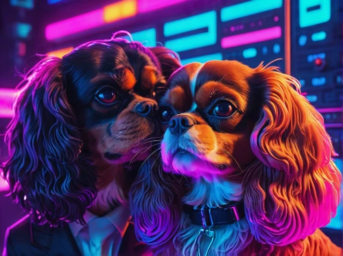 shih tzu,color dogs,neon cocktails,cockapoo,80s,neon,neon ghosts,two dogs,spaniel,cavalier,cyberpunk,neon lights,german spaniel,neon colors,doggies,kennel,neon light,neon human resources,cavapoo,raging dogs,Conceptual Art,Sci-Fi,Sci-Fi 27