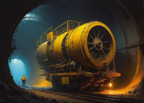 yellow machinery,mining facility,train tunnel,industrial tubes,underground cables,underground,tank cars,mining excavator,railway tunnel,under ground hydrant,oil tank,mining,railroad engineer,tube,canal tunnel,ny sewer,sewer pipes,industrial landscape,pipeline transport,iron pipe,Conceptual Art,Sci-Fi,Sci-Fi 22