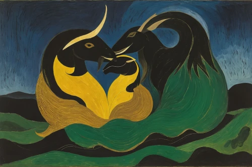 capricorn mother and child,walpurgis night,braque d'auvergne,angel and devil,khokhloma painting,the zodiac sign pisces,nine-tailed,amorous,night bird,capricorn,the zodiac sign taurus,masque,black angel,sun and moon,nocturnal bird,eros,braque francais,olle gill,gryphon,dragon of earth,Art,Artistic Painting,Artistic Painting 27