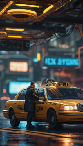 new york taxi,cab driver,cyberpunk,taxi,taxicabs,taxi stand,yellow cab,nypd,patrol cars,yellow taxi,taxi cab,ford crown victoria police interceptor,manhattan,dystopian,cabs,cinematic,black city,sheriff car,new york streets,pedestrian,Photography,General,Sci-Fi