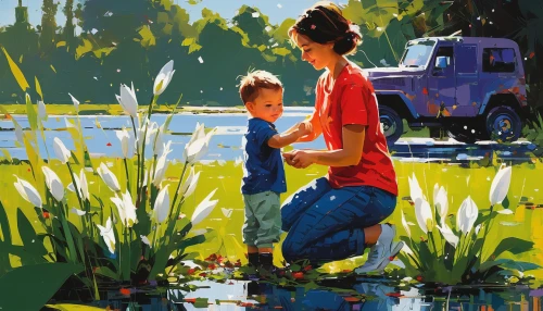 girl washes the car,oil painting,girl and boy outdoor,oil painting on canvas,art painting,little girl and mother,watermelon painting,painting,carol colman,painting technique,meticulous painting,children drawing,girl picking flowers,oil paint,painting work,father with child,carol m highsmith,painter,photo painting,baby bathing,Conceptual Art,Oil color,Oil Color 07