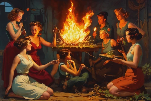 campfire,fire artist,campfires,fire bowl,camp fire,fireside,celebration of witches,smouldering torches,easter fire,apollo and the muses,fireplaces,bonfire,burning torch,log fire,firepit,wood fire,the conflagration,open flames,fire eater,witches,Illustration,Retro,Retro 10