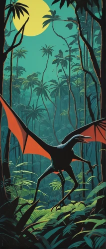 pterosaur,tropical birds,tropical bird climber,ivory-billed woodpecker,tropical bird,pterodactyls,scarlet ibis,black macaws sari,bird illustration,tropical animals,jurassic,game illustration,travel poster,swampy landscape,tropical jungle,tropics,mobile video game vector background,tropical bat,quetzal,troodon,Conceptual Art,Daily,Daily 29