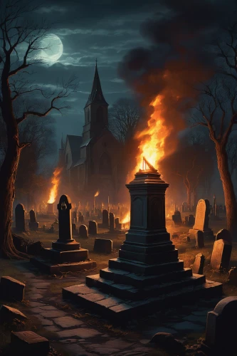 halloween background,graveyard,burial ground,tombstones,old graveyard,mortuary temple,halloween scene,halloween illustration,necropolis,sepulchre,life after death,halloween wallpaper,cemetary,grave stones,graves,haunted cathedral,hathseput mortuary,funeral,gravestones,resting place,Art,Classical Oil Painting,Classical Oil Painting 10