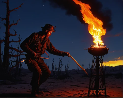 fire artist,fire master,fire-eater,fire eater,campfire,burning torch,campfires,blacksmith,game illustration,november fire,flaming torch,book illustration,chimney sweep,feuerzangenbowle,quarterstaff,chimney sweeper,camp fire,portable stove,iron-pour,gas welder,Illustration,Retro,Retro 02