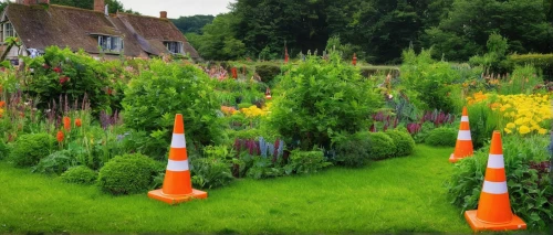road cone,traffic cones,vegetables landscape,cones,clipped hedge,vlc,traffic cone,thuja,wissembourg,plant protection,summer border,fence posts,flower borders,fines herbes,cottage garden,bellenplant,hedge,garden decoration,garland,vegetable field,Conceptual Art,Sci-Fi,Sci-Fi 05