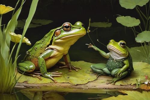 jazz frog garden ornament,frog gathering,tree frogs,frogs,amphibians,kawaii frogs,green frog,frog figure,pond frog,kissing frog,frog king,chorus frog,frog background,frog through,wallace's flying frog,whimsical animals,woman frog,common frog,amphibian,giant frog,Illustration,Realistic Fantasy,Realistic Fantasy 16