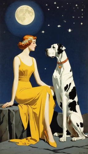 art deco woman,girl with dog,vintage illustration,mercury transit,david bates,retro pin up girls,american foxhound,vintage art,astronomer,retro 1950's clip art,roy lichtenstein,vintage man and woman,jack russel,great dane,art deco,dalmatian,companion dog,retro pin up girl,cool pop art,pin ups,Illustration,Retro,Retro 15