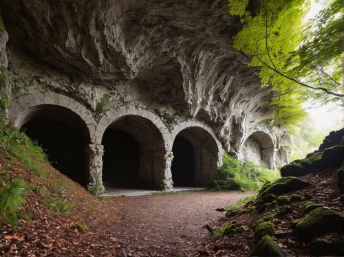 the limestone cave entrance,cave church,limestone arch,railway tunnel,cave,lava tube,catacombs,ravine red romania,underground,hollow way,tunnel of plants,abandoned train station,sweeping viaduct,disused railway line,natural arch,pit cave,hermitage,ravine,cave tour,underground garage,Conceptual Art,Graffiti Art,Graffiti Art 11