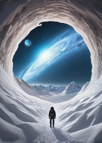 ice planet,ice cave,sci fiction illustration,borealis,glacier cave,space art,south pole,crevasse,antarctica,stargate,wormhole,snow ring,ice hotel,antarctic,world digital painting,futuristic landscape,infinite snow,descent,the glacier,beyond,Photography,Documentary Photography,Documentary Photography 36