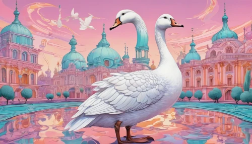 swan lake,swans,flamingos,constellation swan,ornamental duck,trumpet of the swan,pink flamingos,flamingo couple,swan,pink flamingo,pelicans,nile goose,swan boat,whimsical animals,flamingo,cuba flamingos,flamingoes,white swan,canadian swans,surrealism,Conceptual Art,Fantasy,Fantasy 24