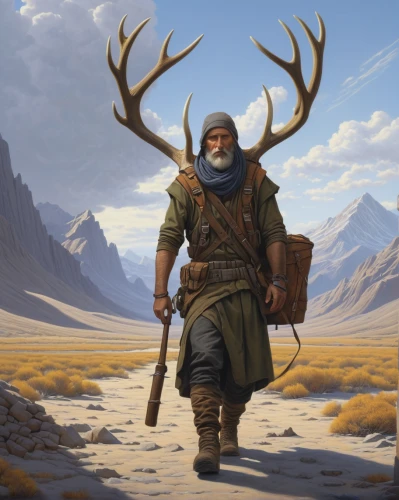 elk,the wanderer,northrend,tundra,mountain guide,nomad,nordic bear,mountaineer,adventurer,norse,manchurian stag,heroic fantasy,east-european shepherd,nordic,bull elk on lateral moraine,mongolian,antler carrier,viking,nomads,ranger,Conceptual Art,Daily,Daily 27