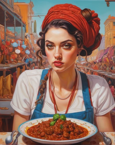 woman at cafe,bolognese,woman holding pie,sicilian cuisine,girl in the kitchen,waitress,italian painter,appetite,girl with bread-and-butter,gastronomy,marroni,mediterranean cuisine,woman with ice-cream,girl with cereal bowl,moussaka,deli,italian food,orientalism,bolognese sauce,chili,Conceptual Art,Daily,Daily 15