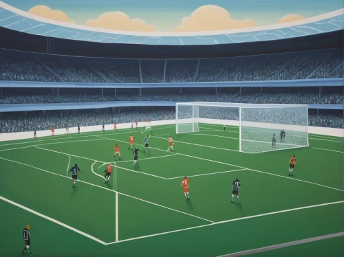 soccer-specific stadium,football pitch,soccer field,children's soccer,corner ball,futsal,sports game,indoor games and sports,goalkeeper,soccer world cup 1954,futebol de salão,wall & ball sports,european football championship,world cup,indoor soccer,playing field,tokyo summer olympics,netherlands-belgium,eight-man football,score a goal,Conceptual Art,Oil color,Oil Color 13