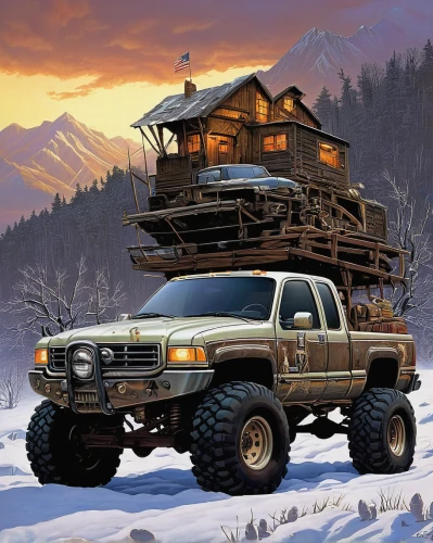 log truck,expedition camping vehicle,dodge power wagon,log home,toyota land cruiser,jeep wagoneer,long cargo truck,ford super duty,ford expedition,christmas truck,ford truck,pickup-truck,logging truck,toyota 4runner,ford ranger,lifted truck,pickup truck,scrap truck,ford f-350,christmas pick up truck,Conceptual Art,Daily,Daily 33