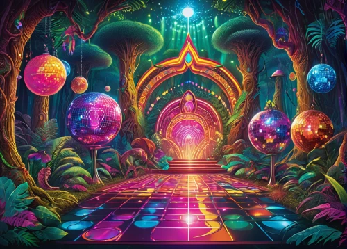 fairy world,psychedelic art,enchanted forest,fairy forest,the mystical path,fairy village,astral traveler,fantasia,3d fantasy,forest of dreams,trip computer,scene cosmic,magical adventure,fractal environment,fairy galaxy,prism ball,colorful foil background,fantasy world,holy forest,mushroom landscape,Illustration,Realistic Fantasy,Realistic Fantasy 38