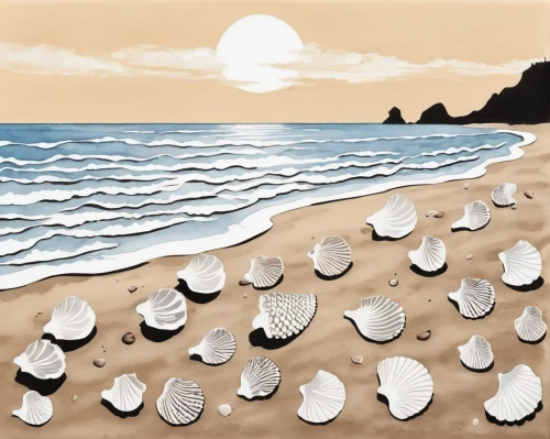 seashells,sea shells,watercolor seashells,sea shell,shells,blue sea shell pattern,seashell,beach shell,beach landscape,rocky beach,in shells,seashore,horseshoe crabs,sand dollar,background with stones,beachcombing,marine gastropods,beach glass,coconut shells,japanese waves,Illustration,Black and White,Black and White 31