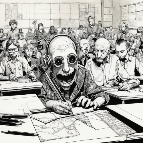 pencil art,pencil drawings,creepy clown,comedy tragedy masks,cartoon people,drawing course,jigsaw,money heist,pencils,game drawing,concentration camp,detention,coloring pages kids,it,audience,boardroom,office line art,class room,horror clown,pen drawing,Illustration,Realistic Fantasy,Realistic Fantasy 29