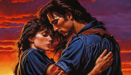 romance novel,romantic scene,romantic portrait,young couple,shepherd romance,loving couple sunrise,oil painting on canvas,two people,oil on canvas,lover's grief,the hands embrace,as a couple,romance,viewing dune,amorous,romantic,man and woman,italian poster,oil painting,dune 45,Illustration,American Style,American Style 07