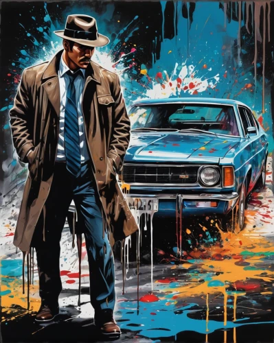 smooth criminal,detective,mafia,private investigator,gangstar,crime,smoking man,rorschach,e31,investigator,mobster,kingpin,frank sinatra,al capone,inspector,pedestrian,assassination,overcoat,painting technique,blue demon,Conceptual Art,Graffiti Art,Graffiti Art 08