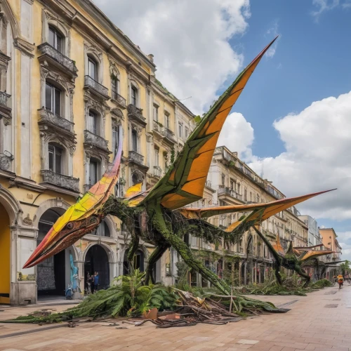 pterosaur,bird of paradise,public art,zagreb,pterodactyl,bucharest,havana cuba,pterodactyls,environmental art,national cuban theatre,old havana,the lviv opera house,dragon palace hotel,steel sculpture,republic square,heroes ' square,cuba-hummingbird,krakow,lublin,oradea,Conceptual Art,Graffiti Art,Graffiti Art 03