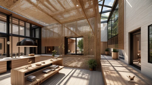 timber house,interior modern design,loft,wooden house,japanese architecture,wooden sauna,cubic house,wooden windows,3d rendering,interior design,modern kitchen,archidaily,bamboo curtain,modern room,modern kitchen interior,japanese-style room,luxury home interior,dunes house,jewelry（architecture）,luxury bathroom