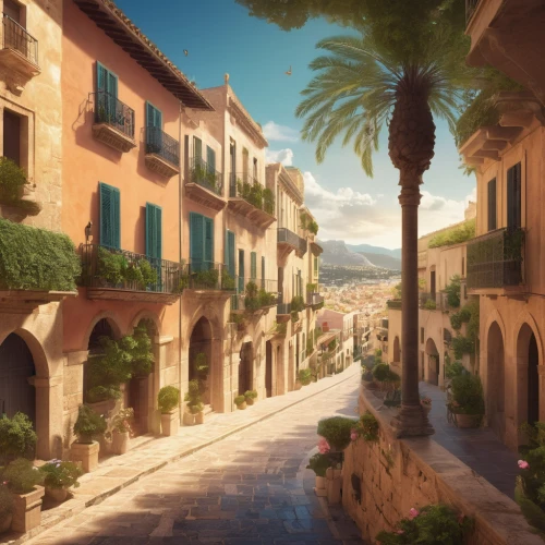 mediterranean,south france,world digital painting,riad,taormina,andalusia,alicante,mallorca,provence,palma de mallorca,alhambra,sicily,the balearics,spain,provencal life,tuscan,beautiful buildings,digital compositing,italy,malaga,Conceptual Art,Fantasy,Fantasy 02