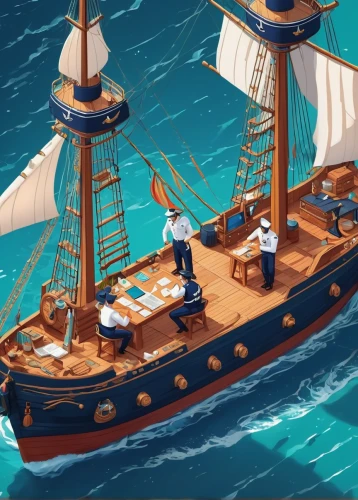 caravel,galleon ship,sea sailing ship,full-rigged ship,game illustration,galleon,east indiaman,sailing ship,friendship sloop,sail ship,windjammer,seafaring,scarlet sail,mayflower,pirate treasure,sloop-of-war,trireme,pirate ship,inflation of sail,three masted sailing ship,Unique,3D,Isometric