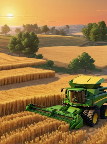 combine harvester,agricultural machinery,grain harvest,wheat crops,john deere,harvester,wheat field,straw harvest,wheat fields,corn harvest,grain field,farm tractor,wheat grain,winter wheat,green wheat,grain field panorama,durum wheat,agricultural engineering,harvest time,harvest,Conceptual Art,Daily,Daily 35