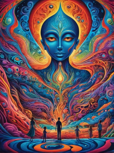 psychedelic art,astral traveler,consciousness,connectedness,pachamama,mantra om,vibration,ascension,psychedelic,inner space,shamanic,enlightenment,third eye,ego death,mind-body,kundalini,spirituality,vibrations,the mystical path,inner light,Illustration,Realistic Fantasy,Realistic Fantasy 39