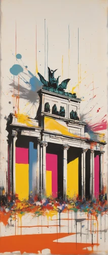 matruschka,brand front of the brandenburg gate,mondrian,palace of knossos,brandenburg gate,palais de chaillot,brandenburger tor,andy warhol,vittoriano,cmyk,facade painting,neoclassical,universal exhibition of paris,marble palace,greek temple,sanssouci,athens art school,berlin,warhol,hue city,Conceptual Art,Graffiti Art,Graffiti Art 06