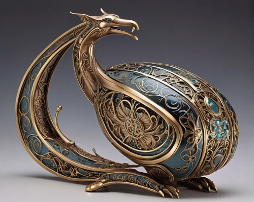 an ornamental bird,cavalry trumpet,dragon design,ornamental bird,equestrian helmet,wyrm,the zodiac sign pisces,constellation swan,dragon,chinese dragon,circular ornament,ornate pocket watch,asian teapot,painted dragon,art nouveau design,zodiac sign libra,the zodiac sign taurus,breastplate,art nouveau,dragon li,Illustration,Retro,Retro 08