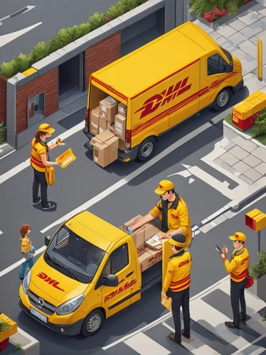 dhl,parcel service,delivery trucks,delivery truck,parcel delivery,deliver goods,delivering,delivery,delivery note,courier driver,courier software,logistic,delivery man,package delivery,logistics,paketzug,delivery service,parcel mail,deliver,mail truck,Unique,3D,Isometric
