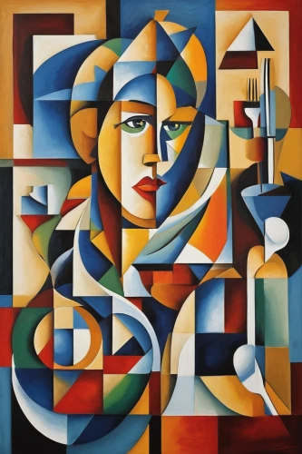 cubism,art deco woman,woman holding pie,picasso,woman drinking coffee,woman playing,woman at cafe,woman thinking,decorative figure,art deco,abstract cartoon art,italian painter,braque francais,mondrian,woman with ice-cream,girl with a wheel,abstract artwork,art deco frame,decorative art,winemaker,Art,Artistic Painting,Artistic Painting 45