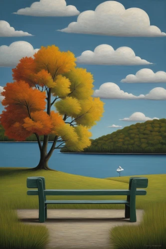 autumn landscape,fall landscape,landscape background,coastal landscape,park bench,an island far away landscape,beach landscape,bench,background vector,world digital painting,home landscape,autumn background,wooden bench,benches,man on a bench,lakeshore,photo painting,one autumn afternoon,autumn idyll,row of trees,Art,Artistic Painting,Artistic Painting 02